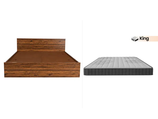Rio Engineered Wood King Bed With Memory Foam King Bed Mattress (78 x 72 x 6 inches)